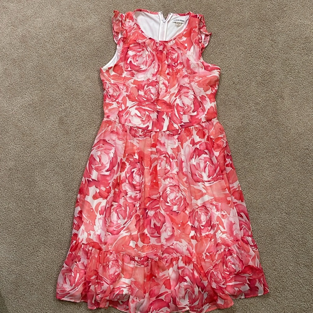 Calvin Klein Pink Floral Dress Size 8